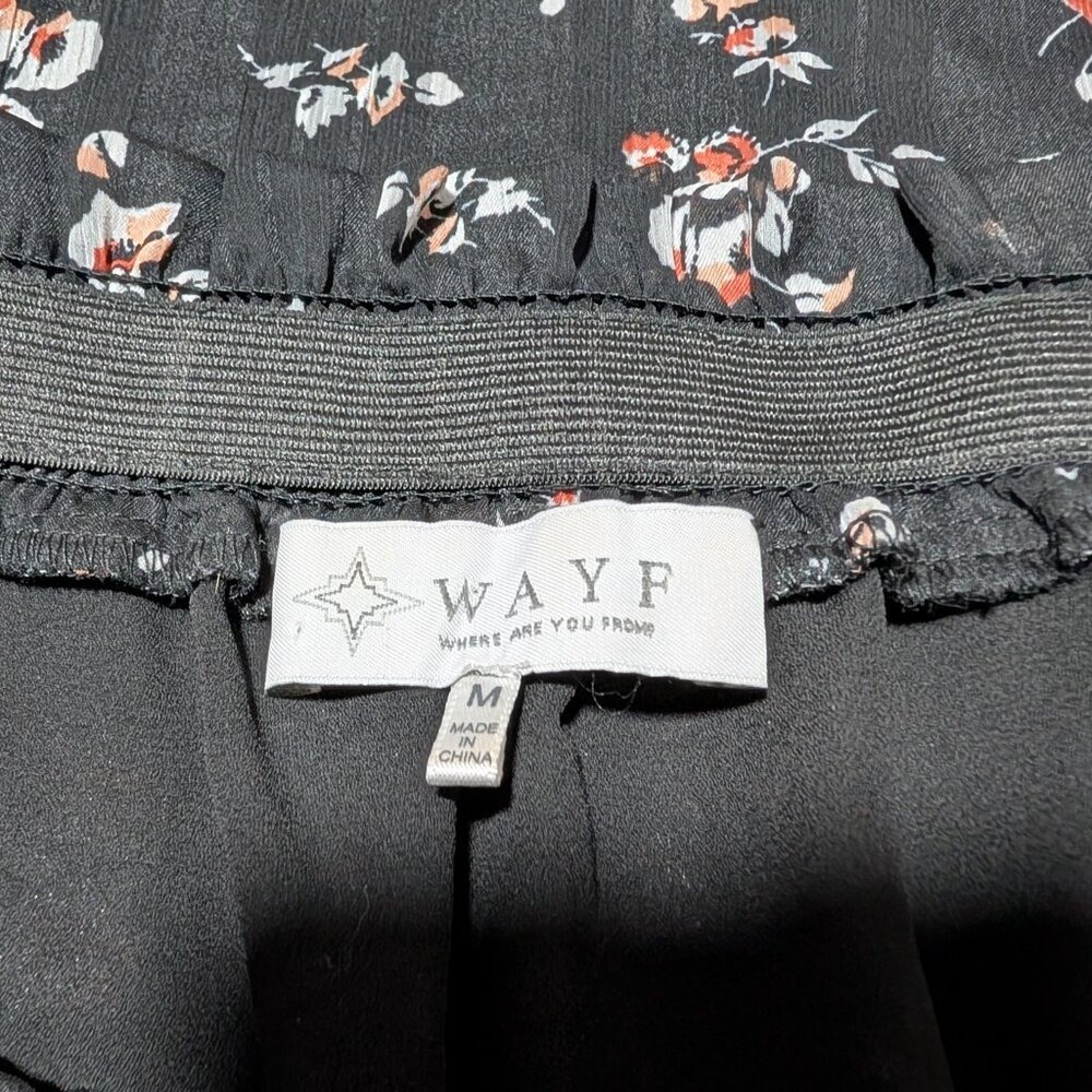 WAYF Black Floral Off-Shoulder‎ Sheer Peasant Floral Blouse Women's Medium - Picture 5 of 8